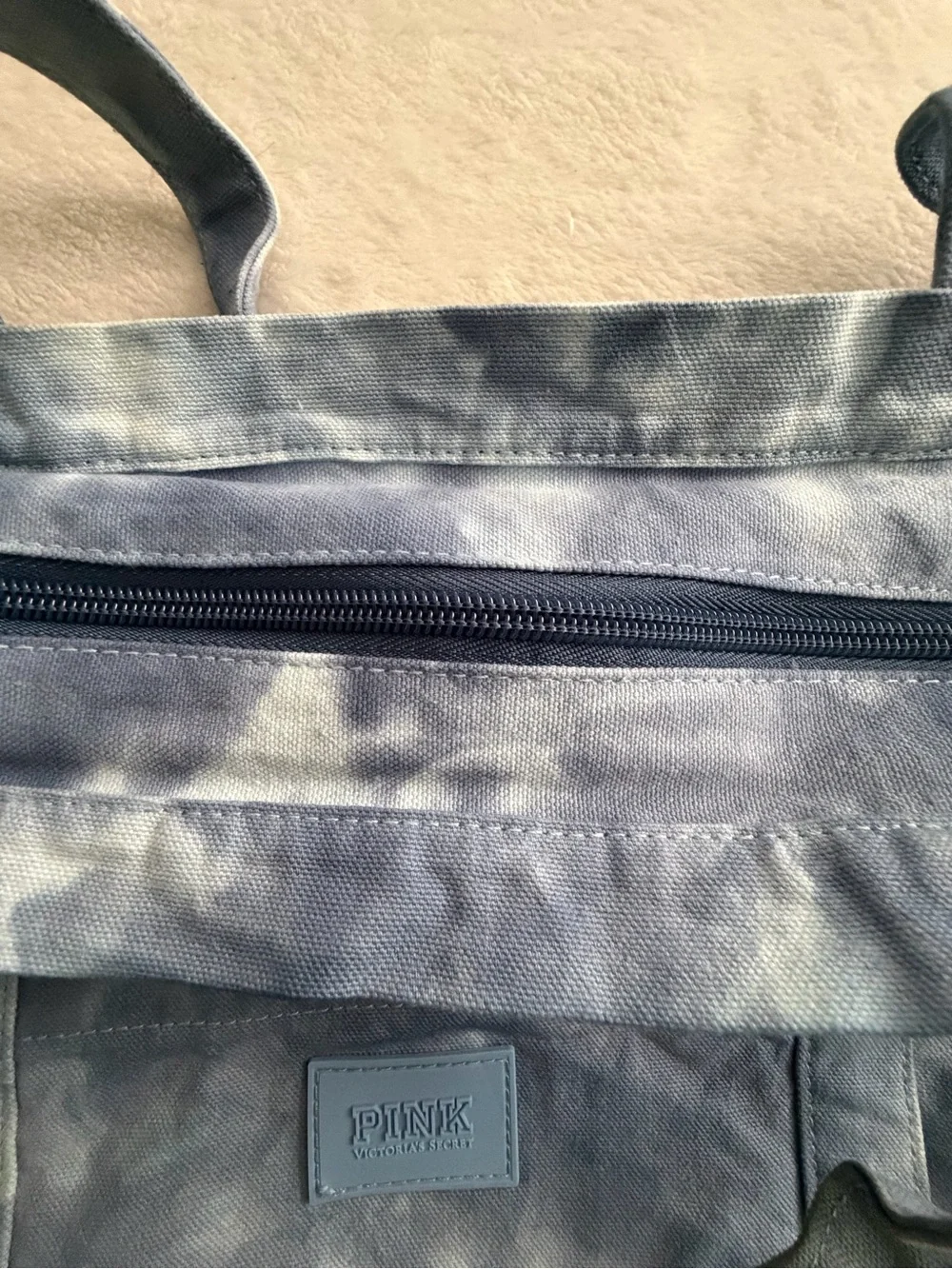 PINK Victoria's Secret Blue Tie-Dye Lightweight Denim Tote Bag